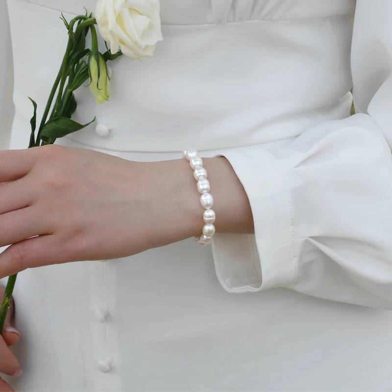Genuine White Freshwater Pearl Beaded Bracelet-1