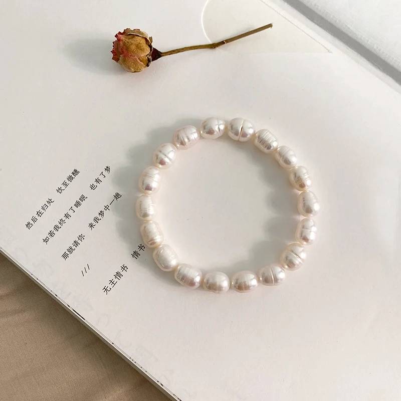 Genuine White Freshwater Pearl Beaded Bracelet-0