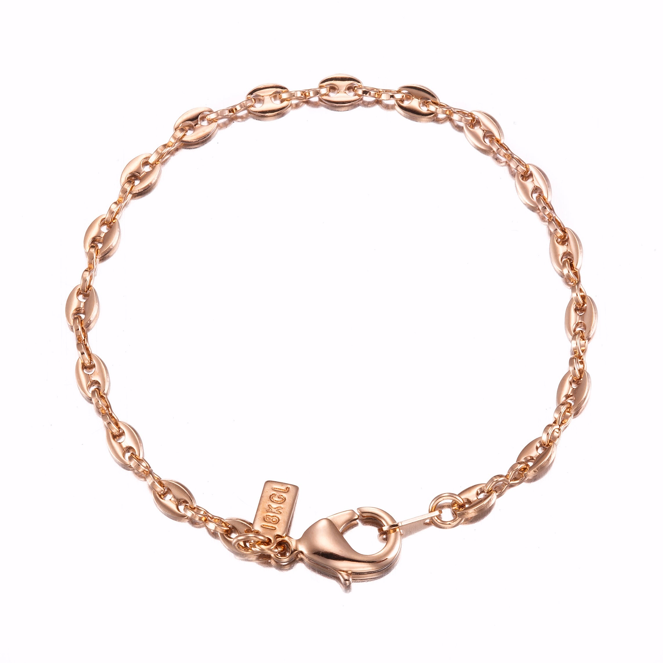 18ct Heavy Rose Gold Plated Marine Anchor Child Bracelet with Parrot Clasp - USA Made-1