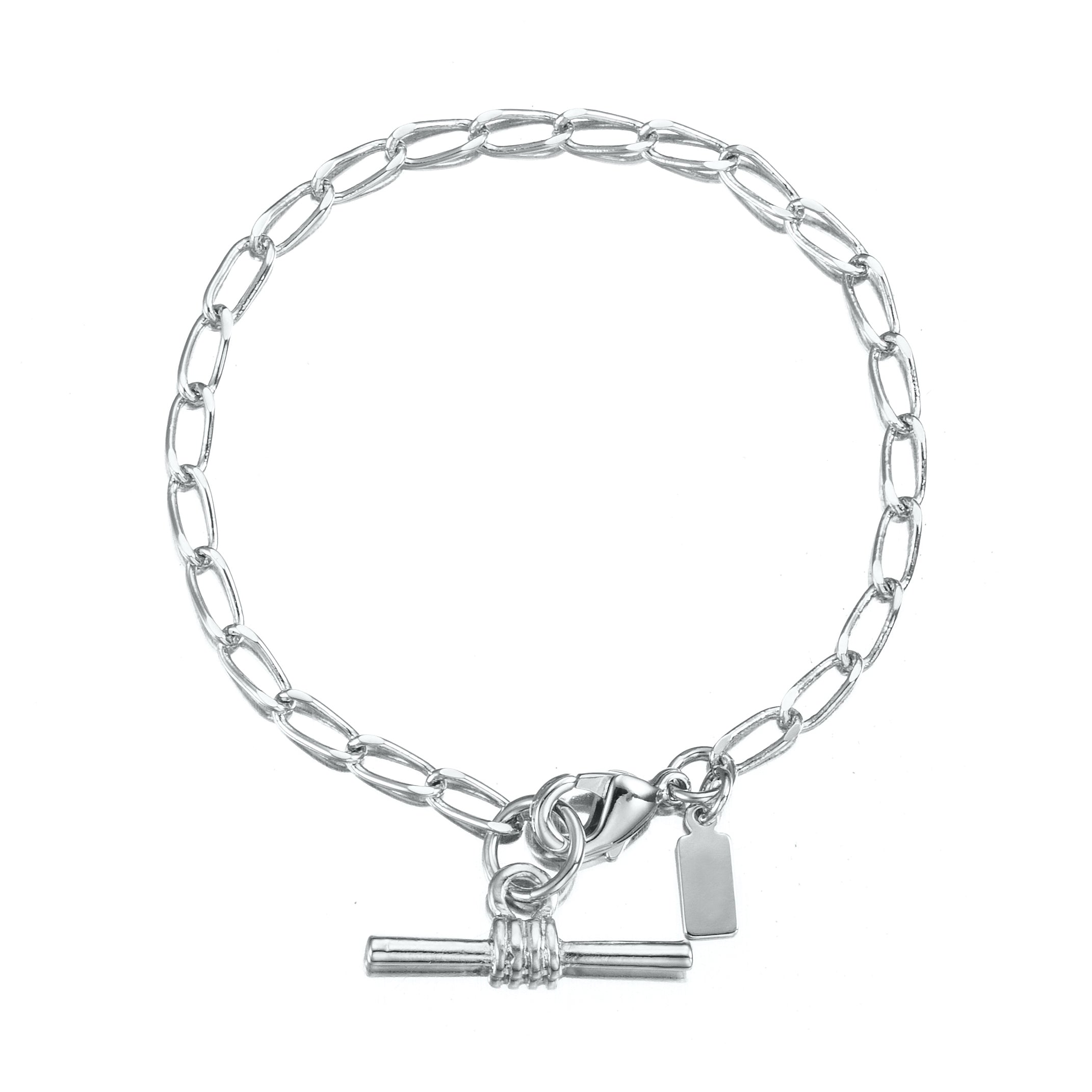 925 Sterling Silver Plated Le Mans Child Bracelet with T-Bar - USA Made-0