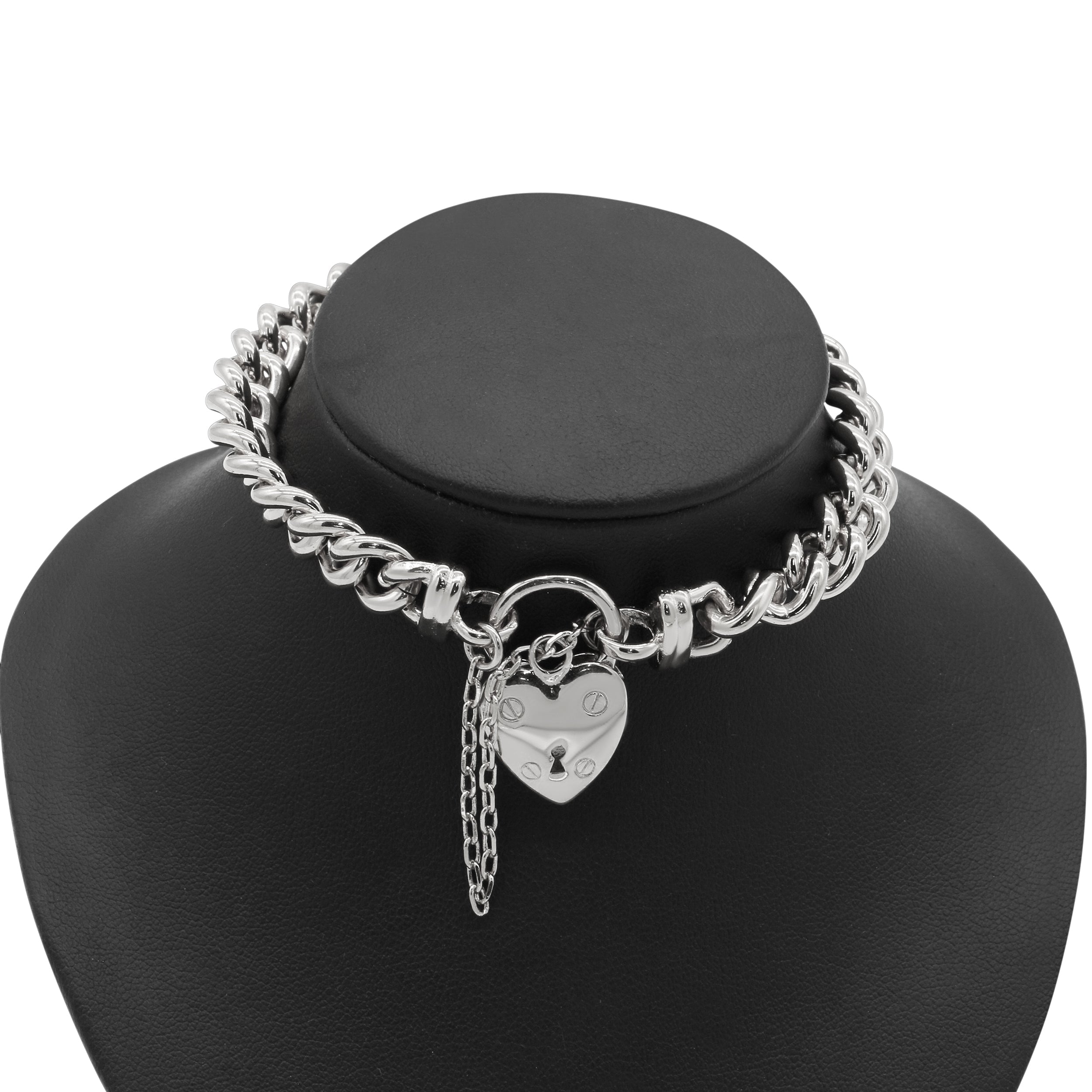 925 Sterling Silver Plated  Euro Chain Bracelet with a Small Plain Heart Locket - USA Made-0