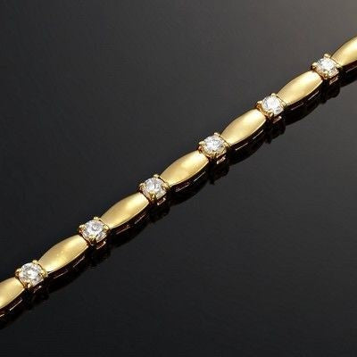 18ct Heavy Yellow Gold Plated Tennis Bracelet Made with SWAROVSKI® Crystals- USA Made-2