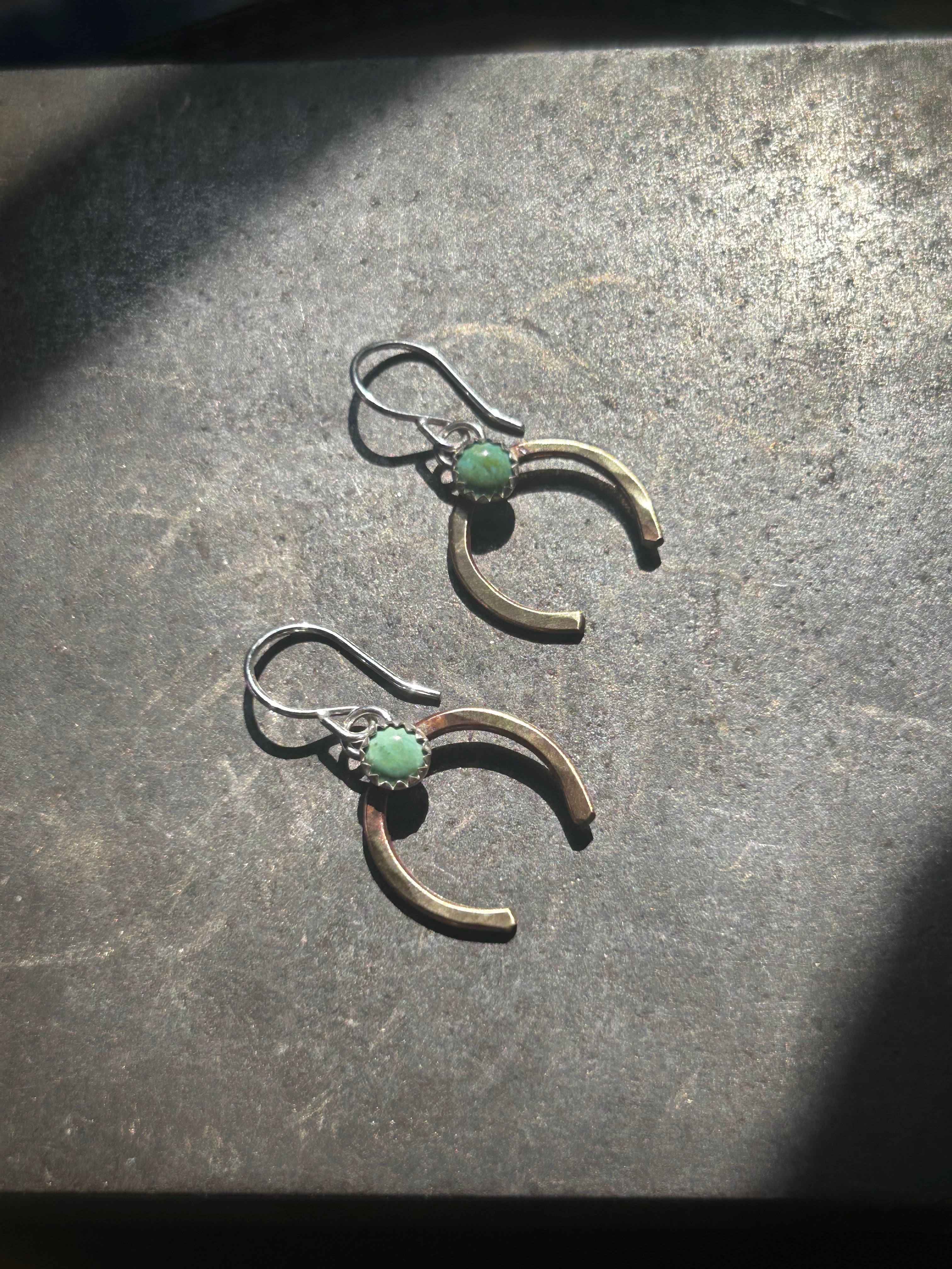 Turquoise Lucky Horseshoe Drop Earrings-1