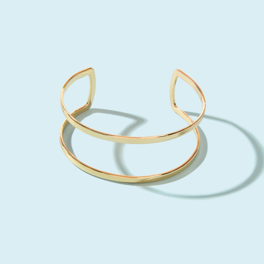 Fashion Minimalist Gold Hollow Wide Opening Bracelet Bangle for Women Festival Gift-1