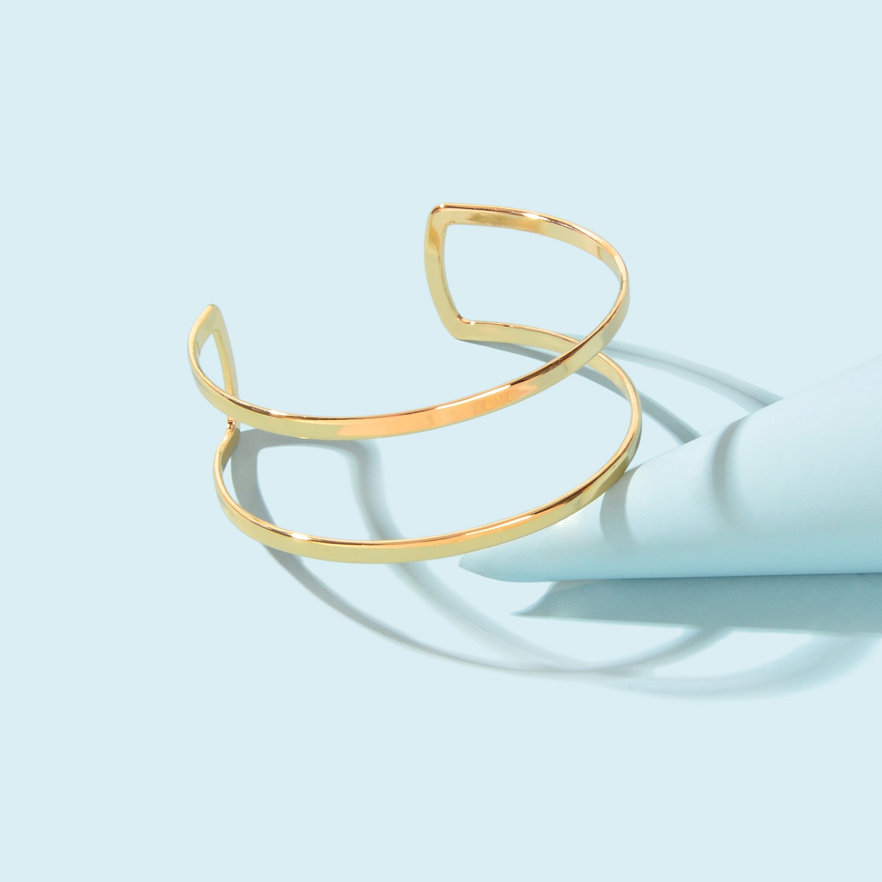 Fashion Minimalist Gold Hollow Wide Opening Bracelet Bangle for Women Festival Gift-3
