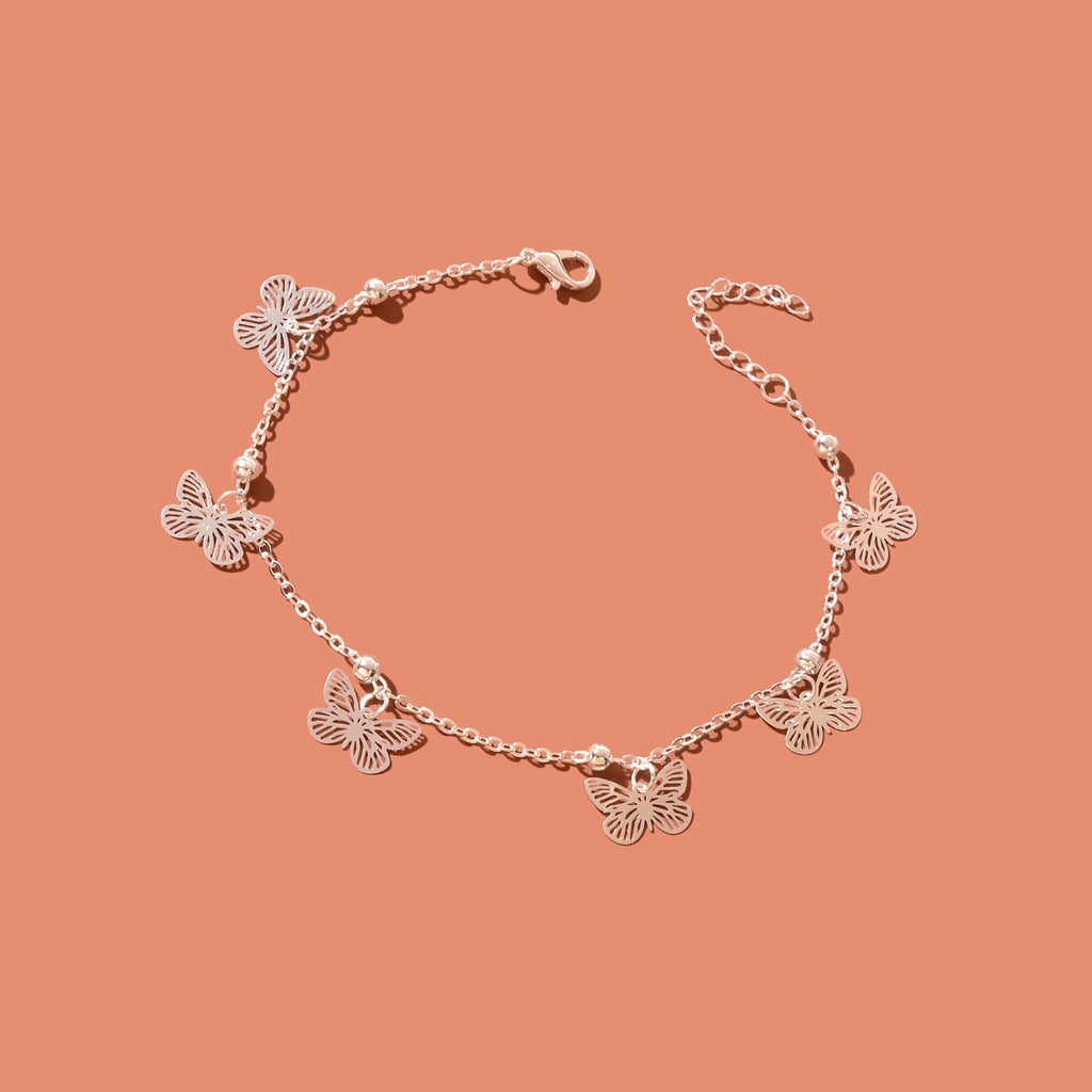 Silver Butterfly Charm Anklet Boho Beach Foot Jewellery Ankle Bracelet for Girls-2