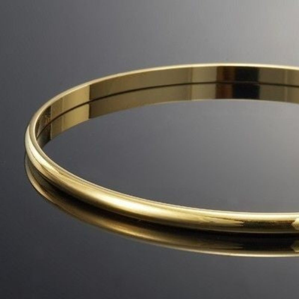 3mm Wide 18ct Heavy Yellow Gold Plated Plain Bangle - USA Made-1