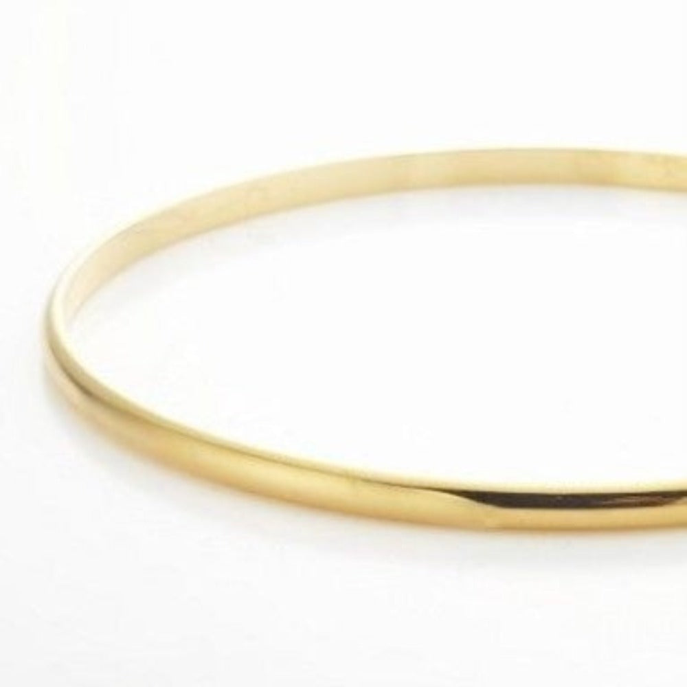 3mm Wide 18ct Heavy Yellow Gold Plated Plain Bangle - USA Made-2
