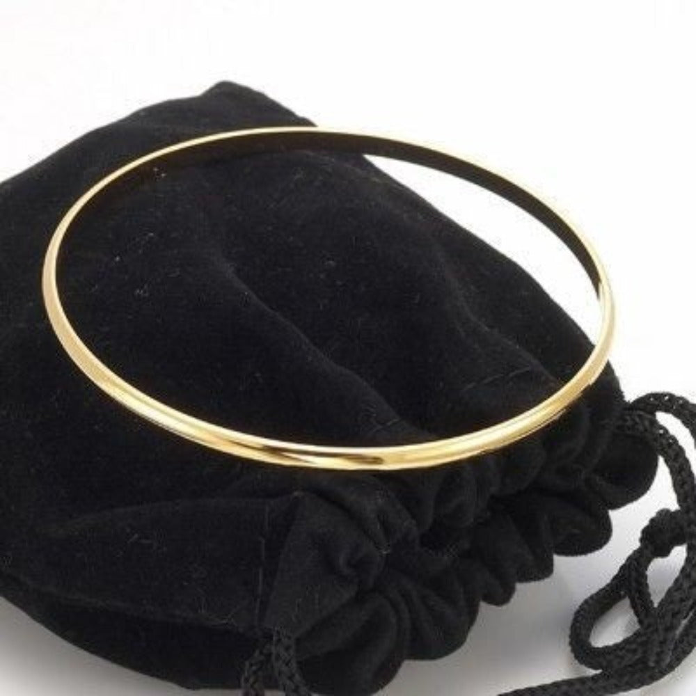 3mm Wide 18ct Heavy Yellow Gold Plated Plain Bangle - USA Made-3
