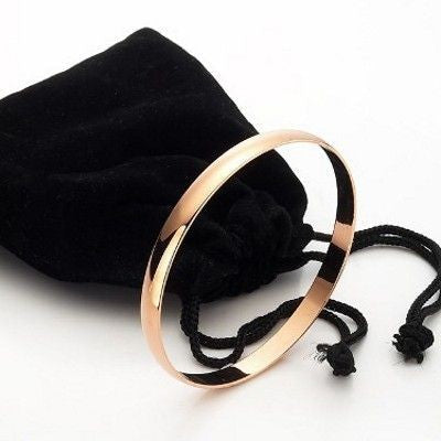 18ct Heavy Rose Gold Plated Women's Plain Bangle - USA Made-0