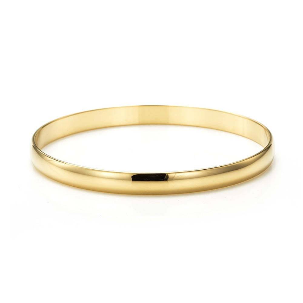 18ct Heavy Yellow Gold Plated 7mm Plain Bangle - USA Made-2