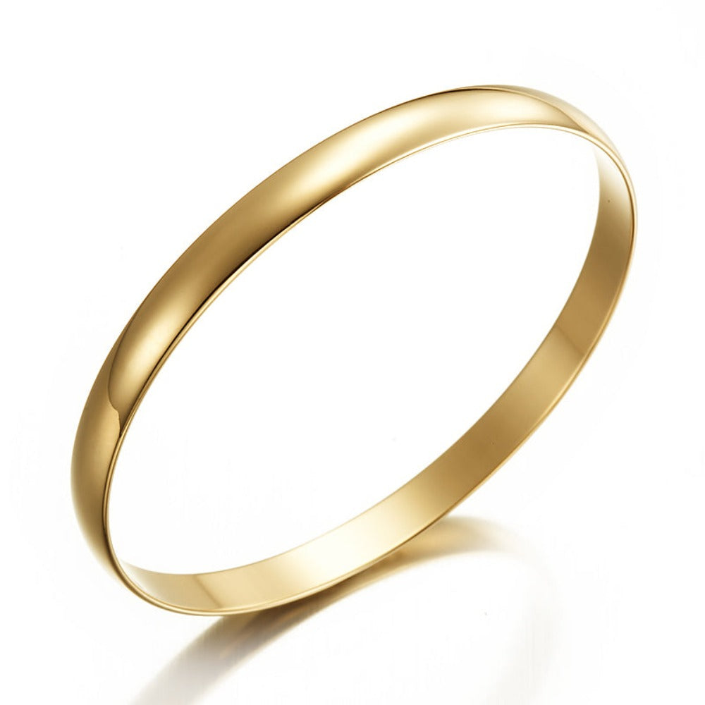 18ct Heavy Yellow Gold Plated 7mm Plain Bangle - USA Made-3