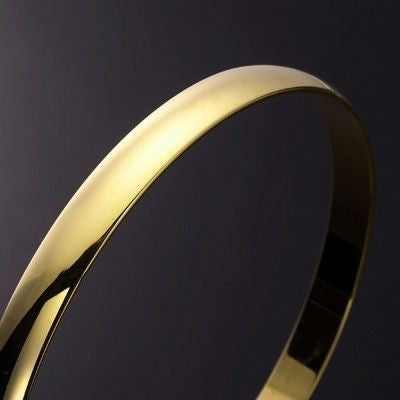 18ct Heavy Yellow Gold Plated 7mm Plain Bangle - USA Made-4