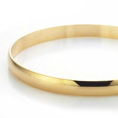 18ct Heavy Yellow Gold Plated 7mm Plain Bangle - USA Made-0