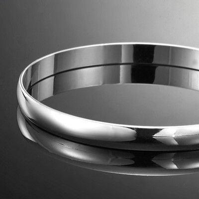7mm Wide 925 Sterling Silver Plated Plain Bangle - USA Made-1
