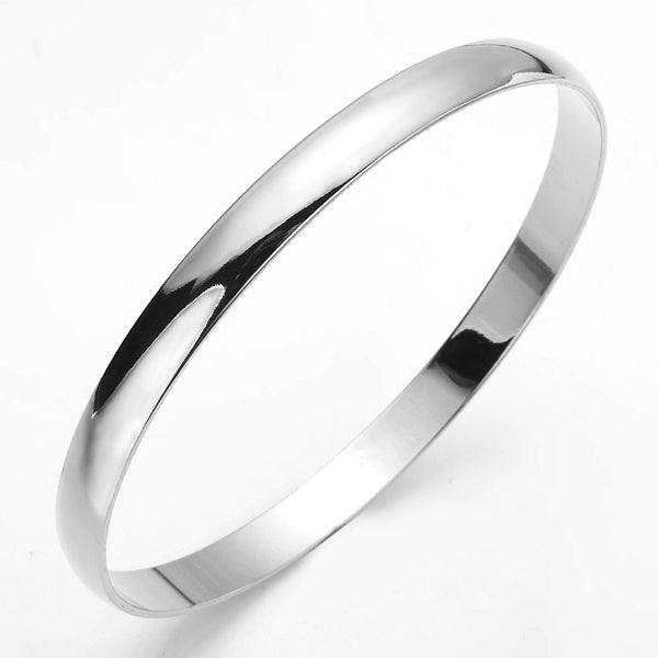 7mm Wide 925 Sterling Silver Plated Plain Bangle - USA Made-0