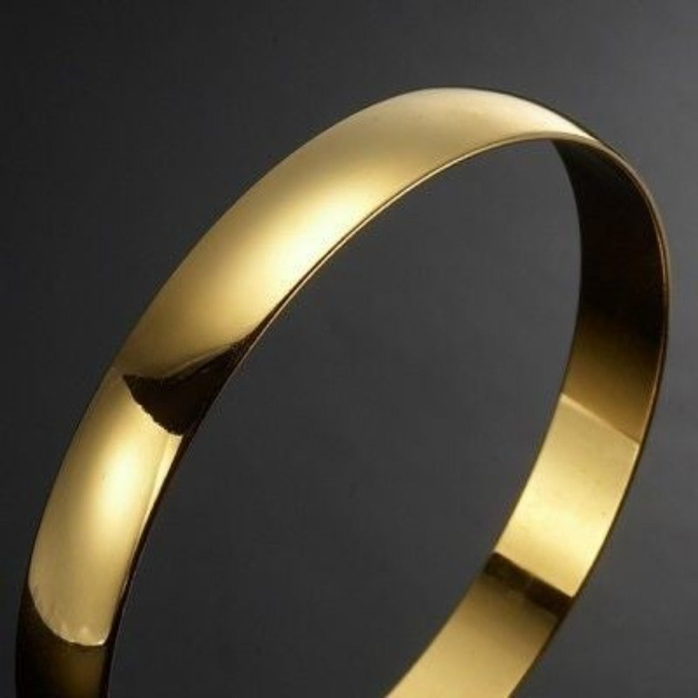 18ct Heavy Yellow Gold Plated Plain Bangle - USA Made-2