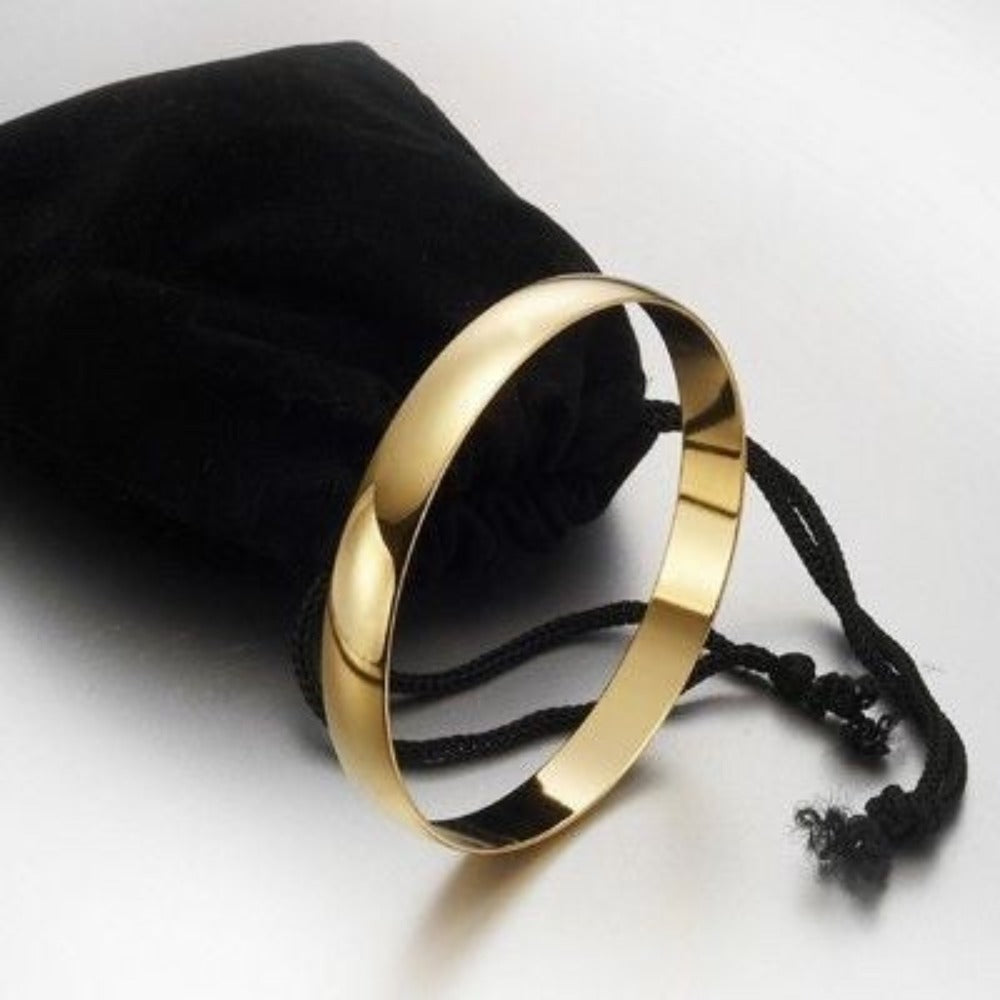 18ct Heavy Yellow Gold Plated Plain Bangle - USA Made-4