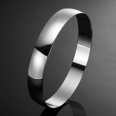 Extra Wide 925 Sterling Silver Plated Large Plain Bangle Women's - USA Made-1