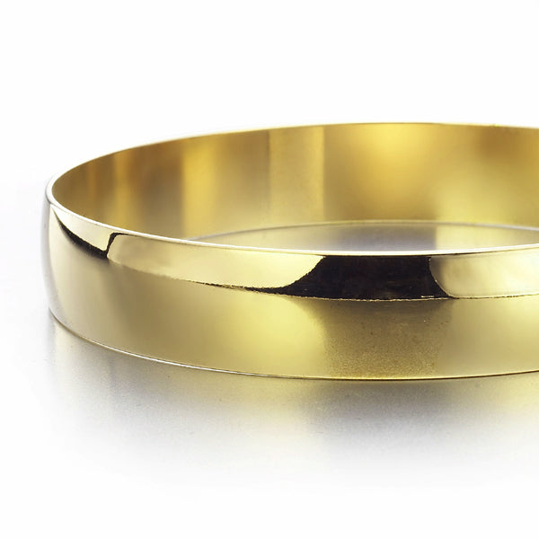 Extra Wide 18ct Heavy Yellow Gold Plated Women's 13mm Plain Bangle - USA Made-1