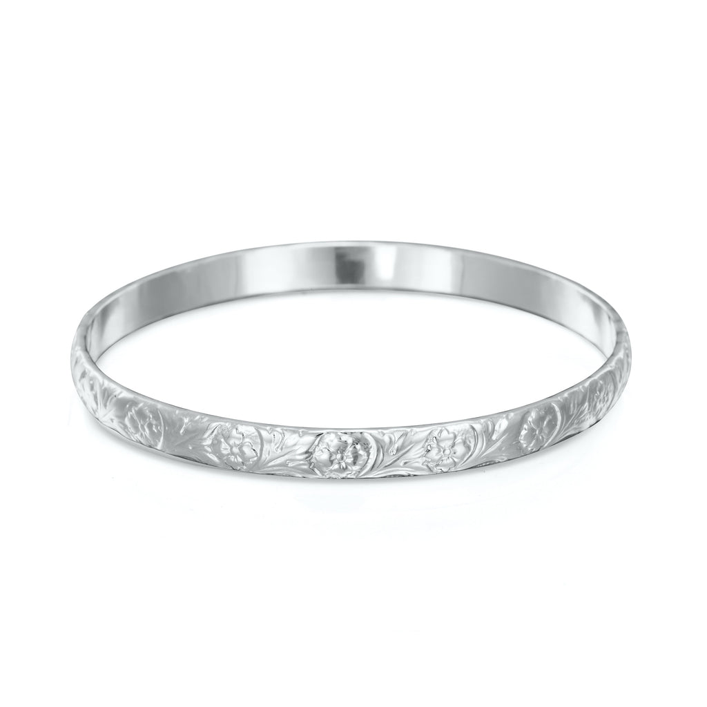 925 Sterling Silver Plated Embossed Filigree Women's Bangle - USA Made-0