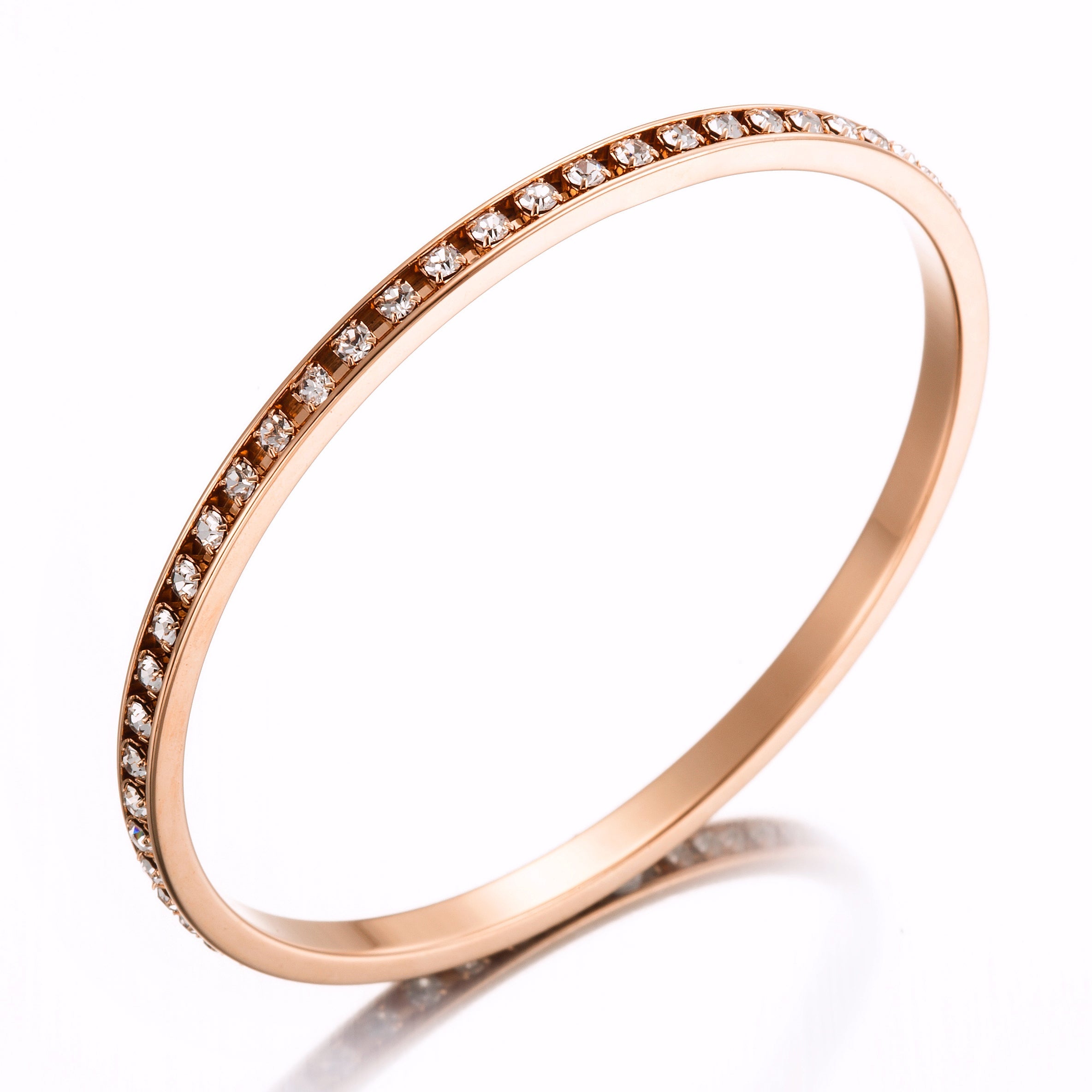 18ct Heavy Rose Gold Plated Bangle Made with SWAROVSKI® Crystals-1