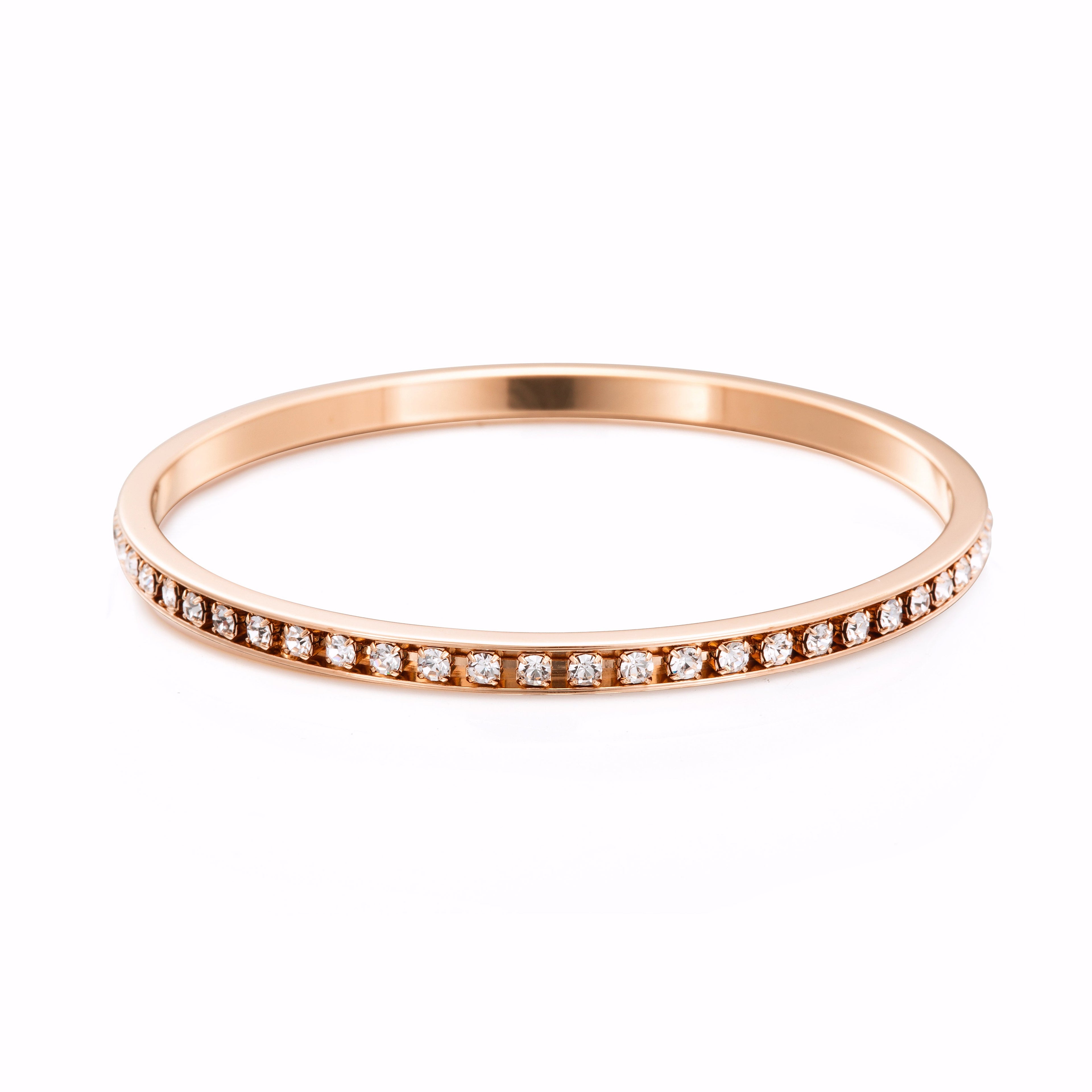 18ct Heavy Rose Gold Plated Bangle Made with SWAROVSKI® Crystals-0