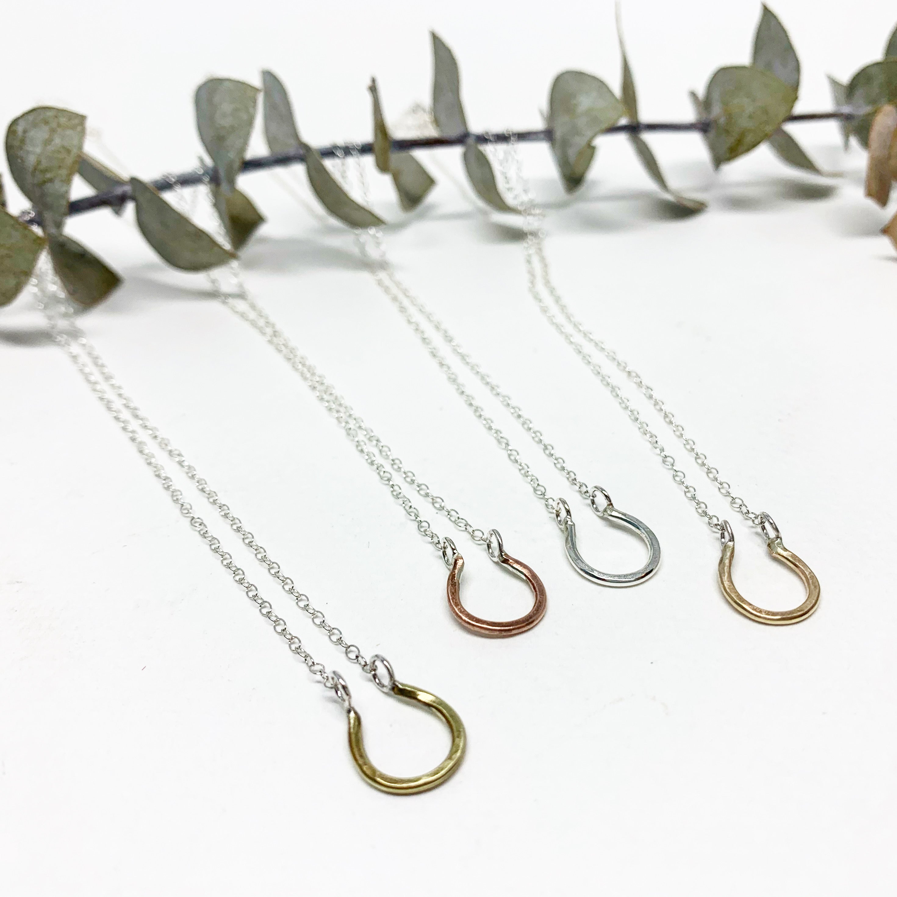 Mini Lucky Horseshoe Charm Necklace-0