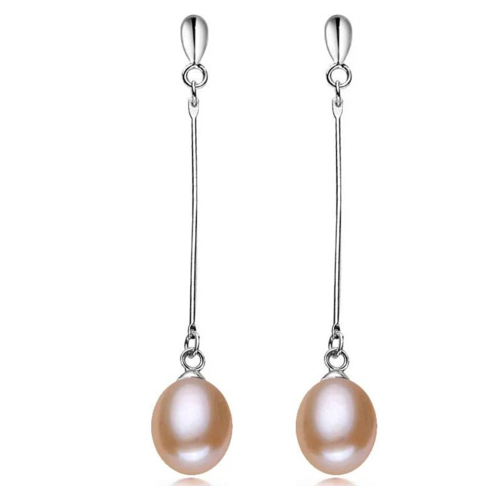 Stunning Genuine Freshwater Pearl Dangle Earrings-3