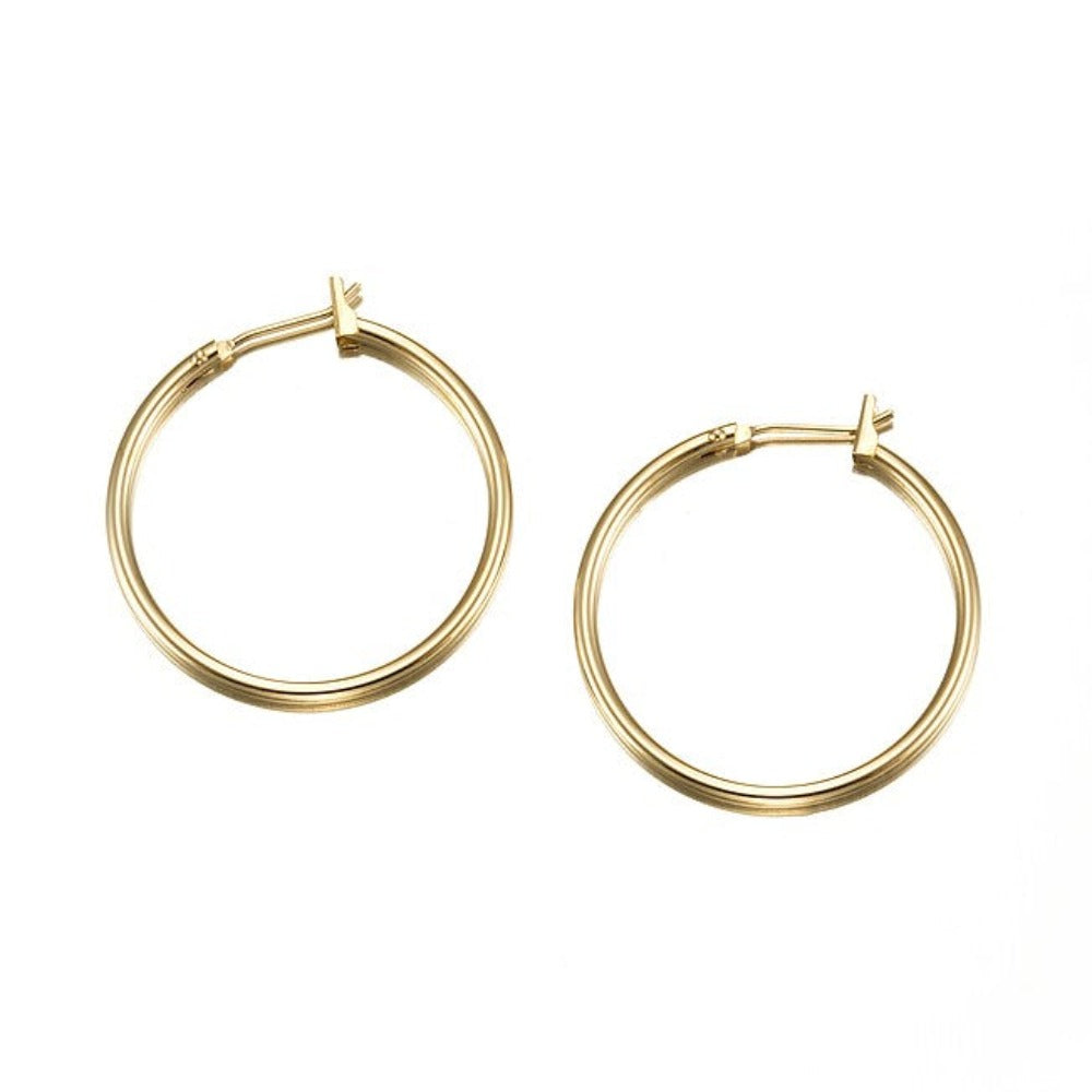 18ct Heavy Yellow Gold Plated Medium 30mm Hoop Earrings-1