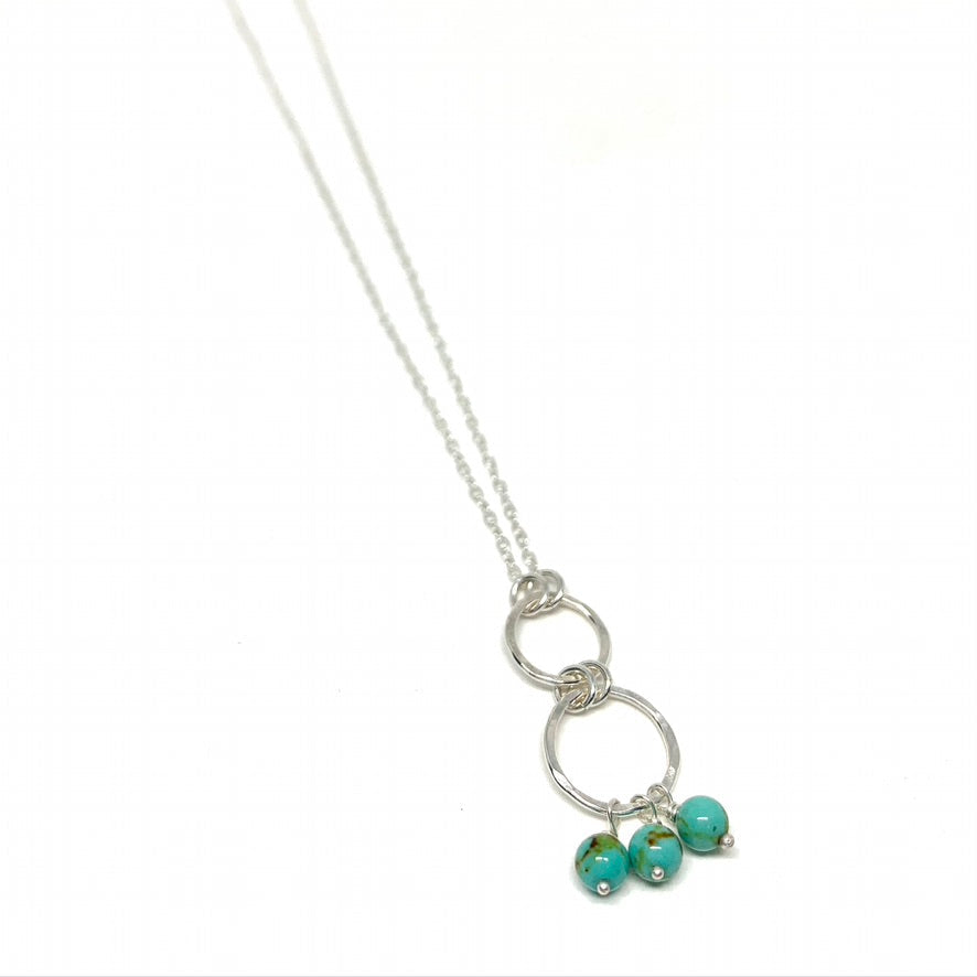 Mini Turquoise Infinity Double Drop Necklace-0