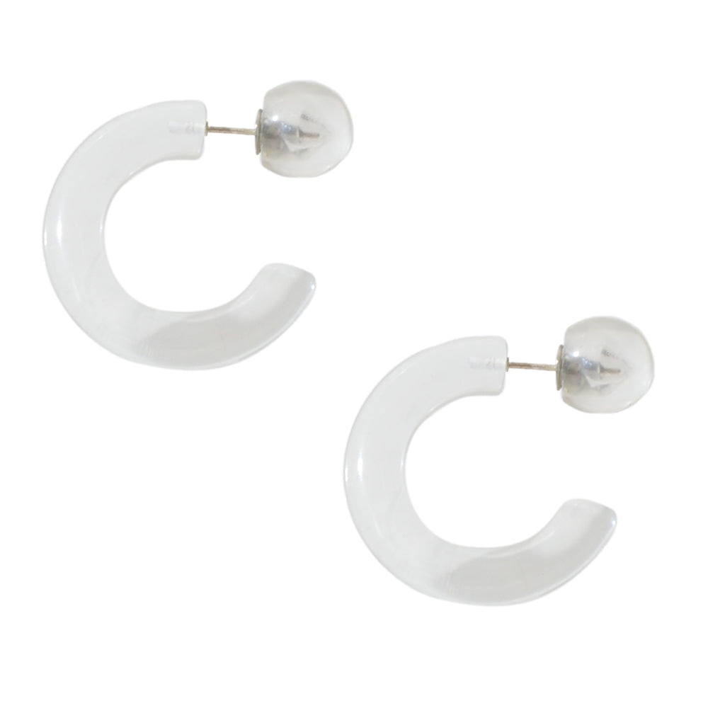 Fashion Design Resin Transparent Acrylic C shape Stud Huggie Hoop Stud Earrings-3
