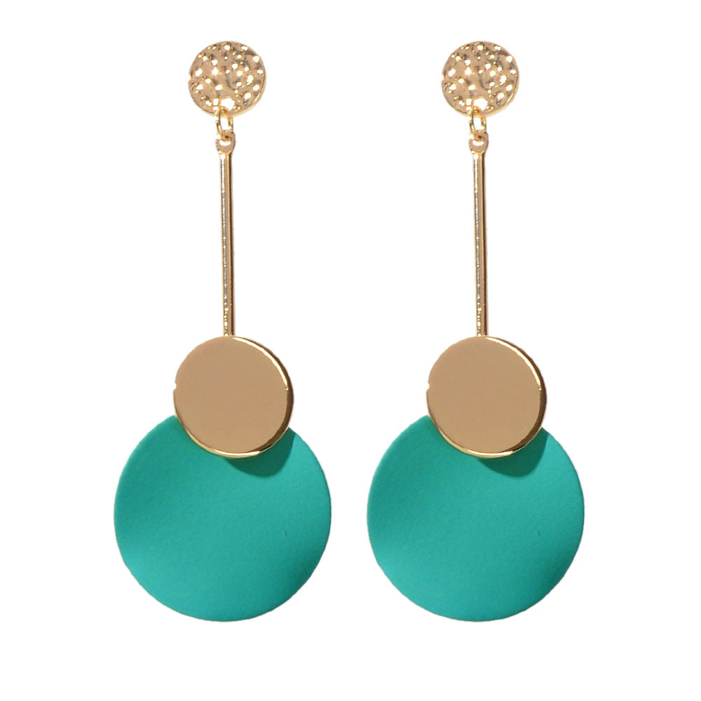Gold Metal Red Green Geometric Chandelier Pendant Earrings for Women Teens Girls-4