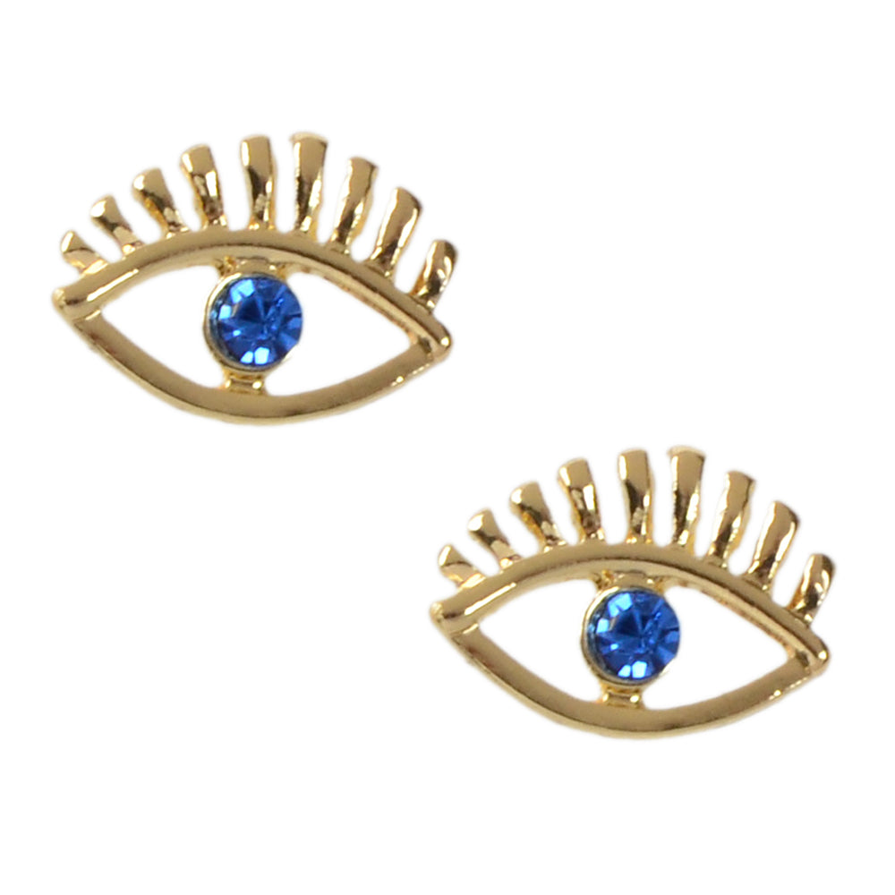 Blue Hotpink Rhinestone Decor Eye Shape Stud Earrings Women Girls Dainty Gifts-4