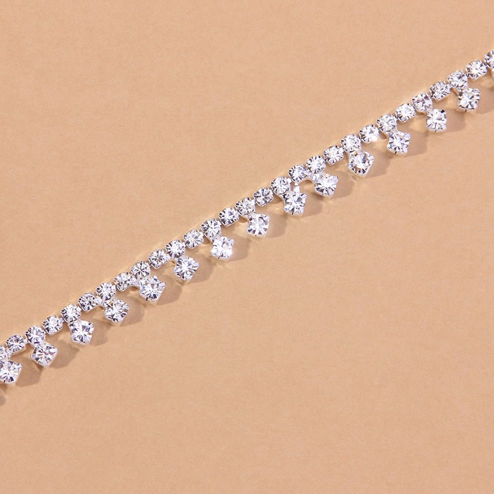 Rhinestone Water Drop Anklet Foot Jewelry for Women Silver