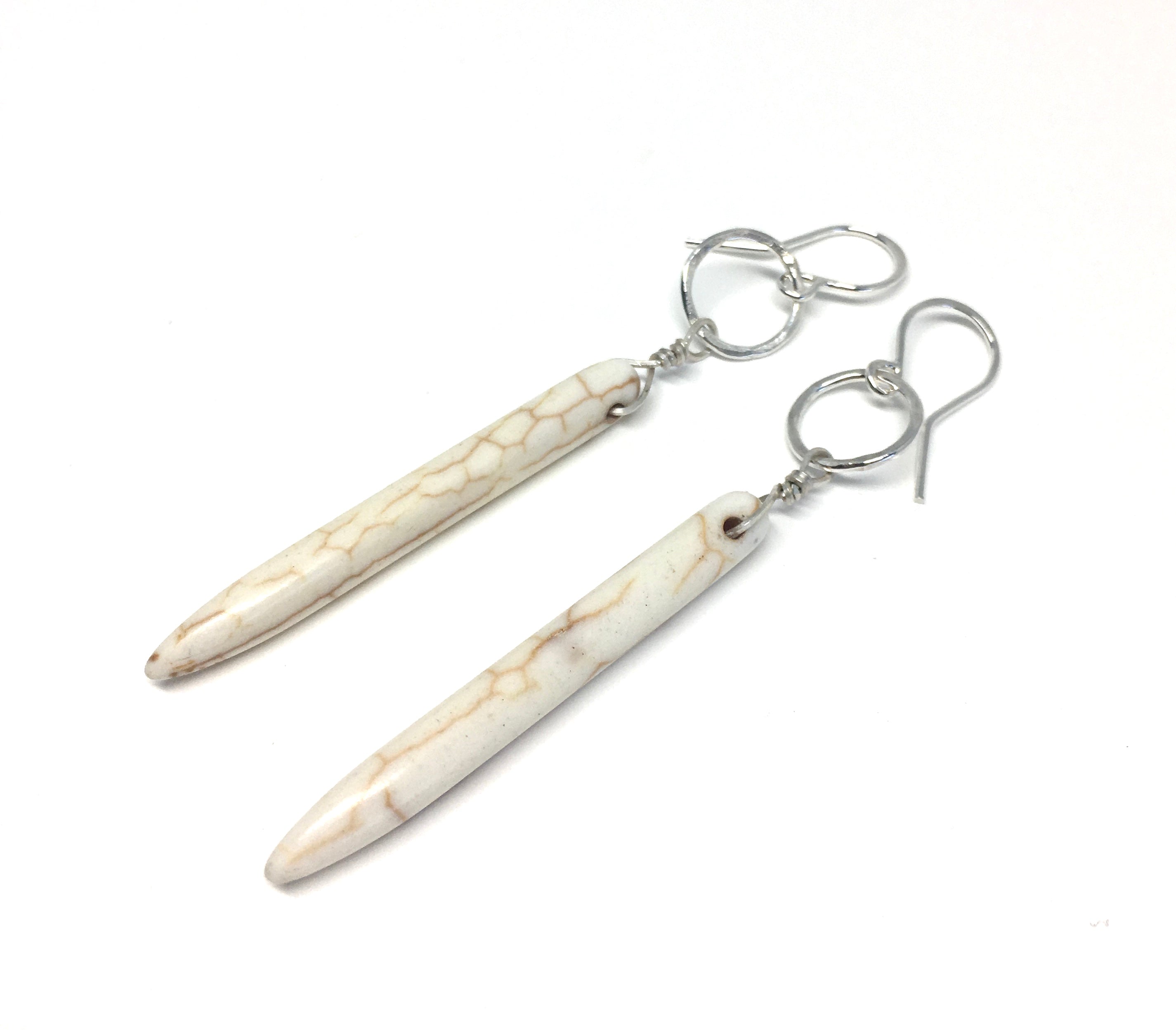Cream Howlite Drop Earrings-0