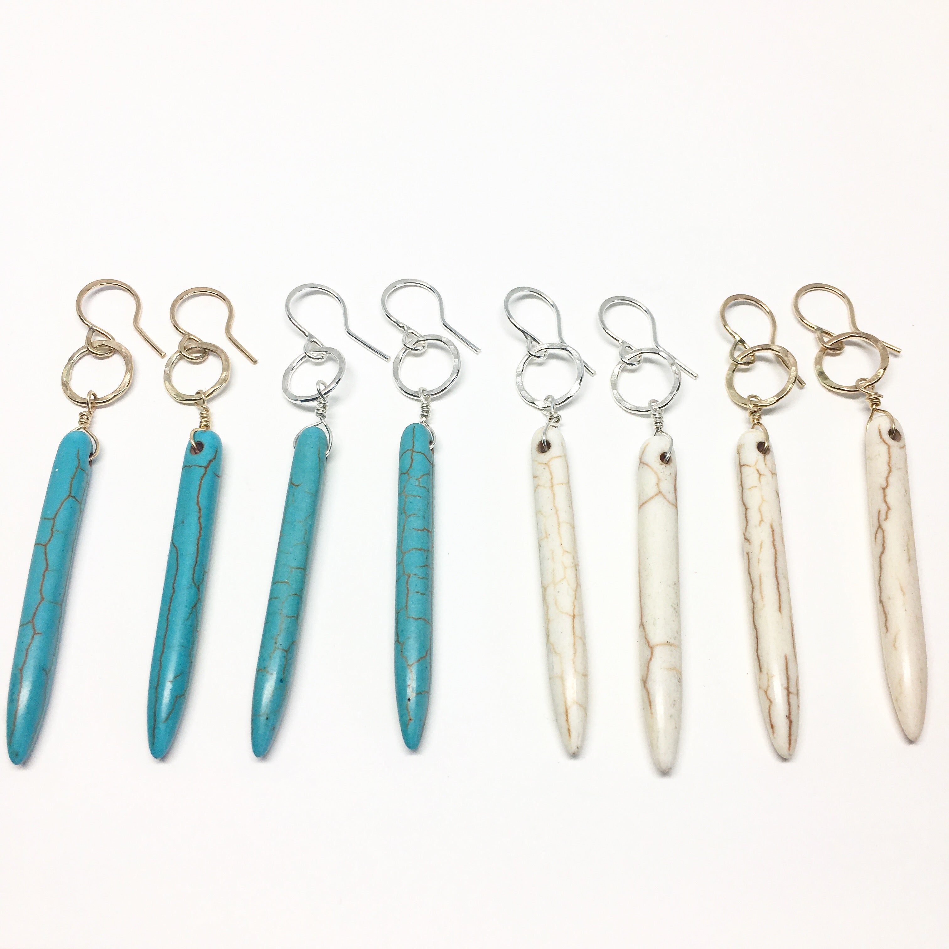 Cream Howlite Drop Earrings-1