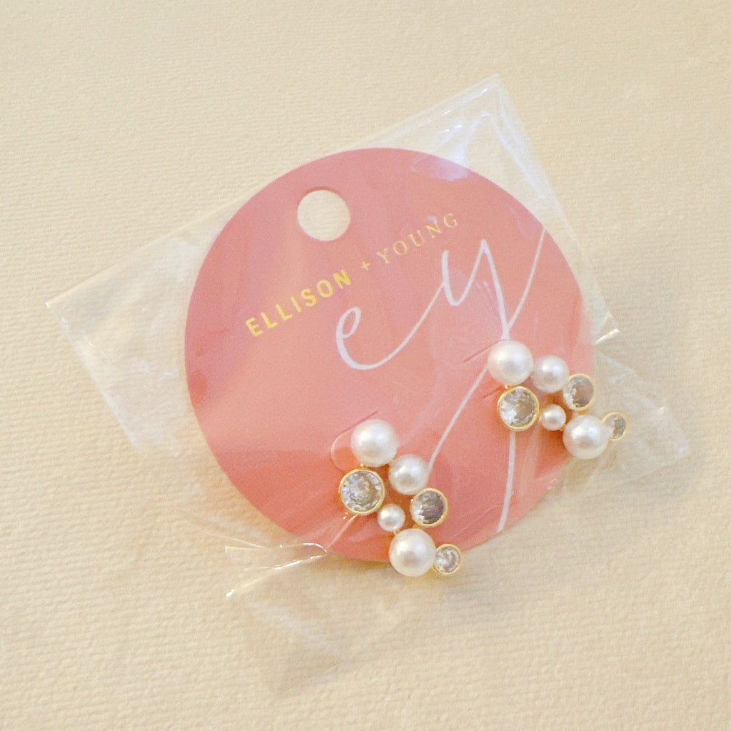 Jeweled Grapes Pearl Earrings