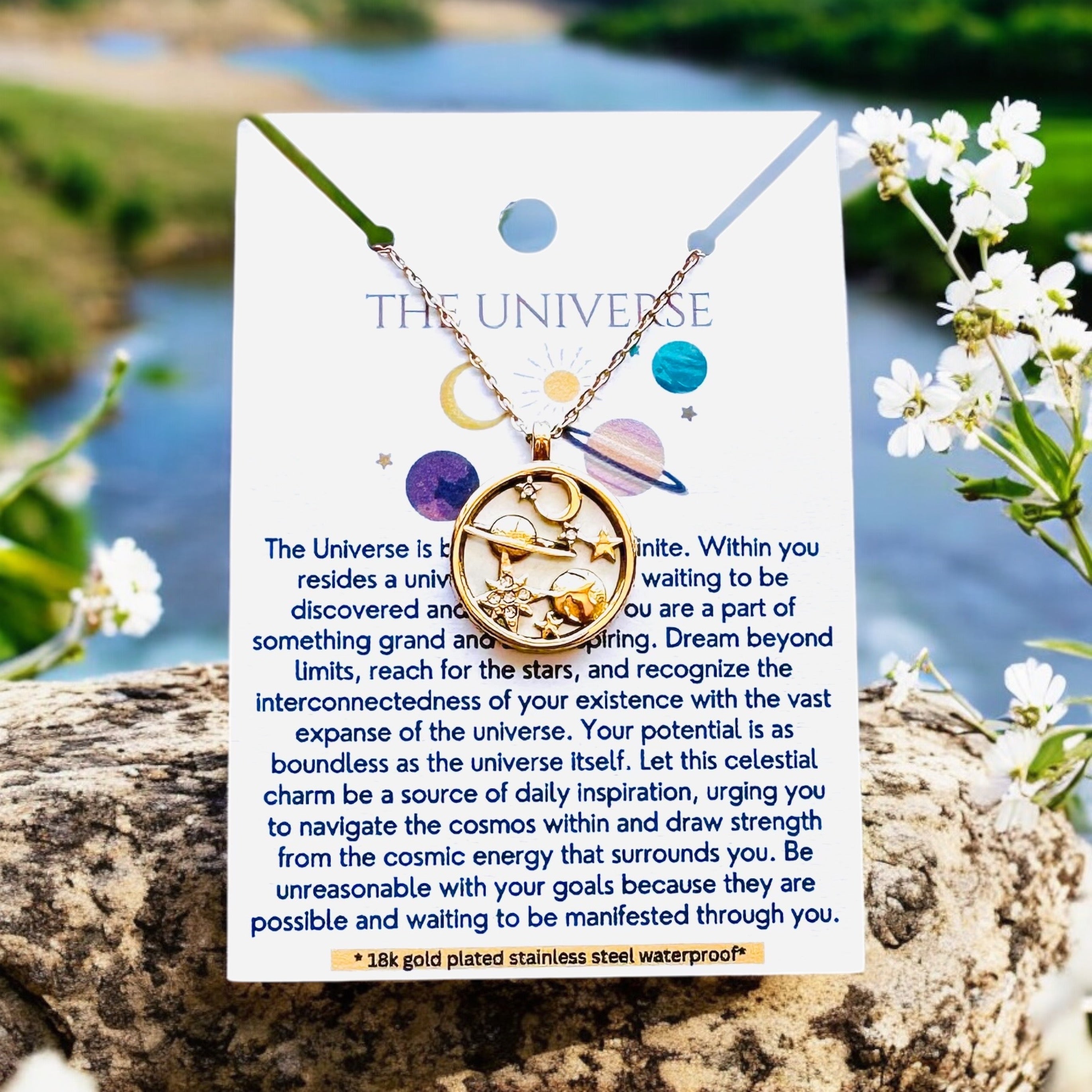 The Universe - 18K Gold Plated,  Waterproof Necklace-5
