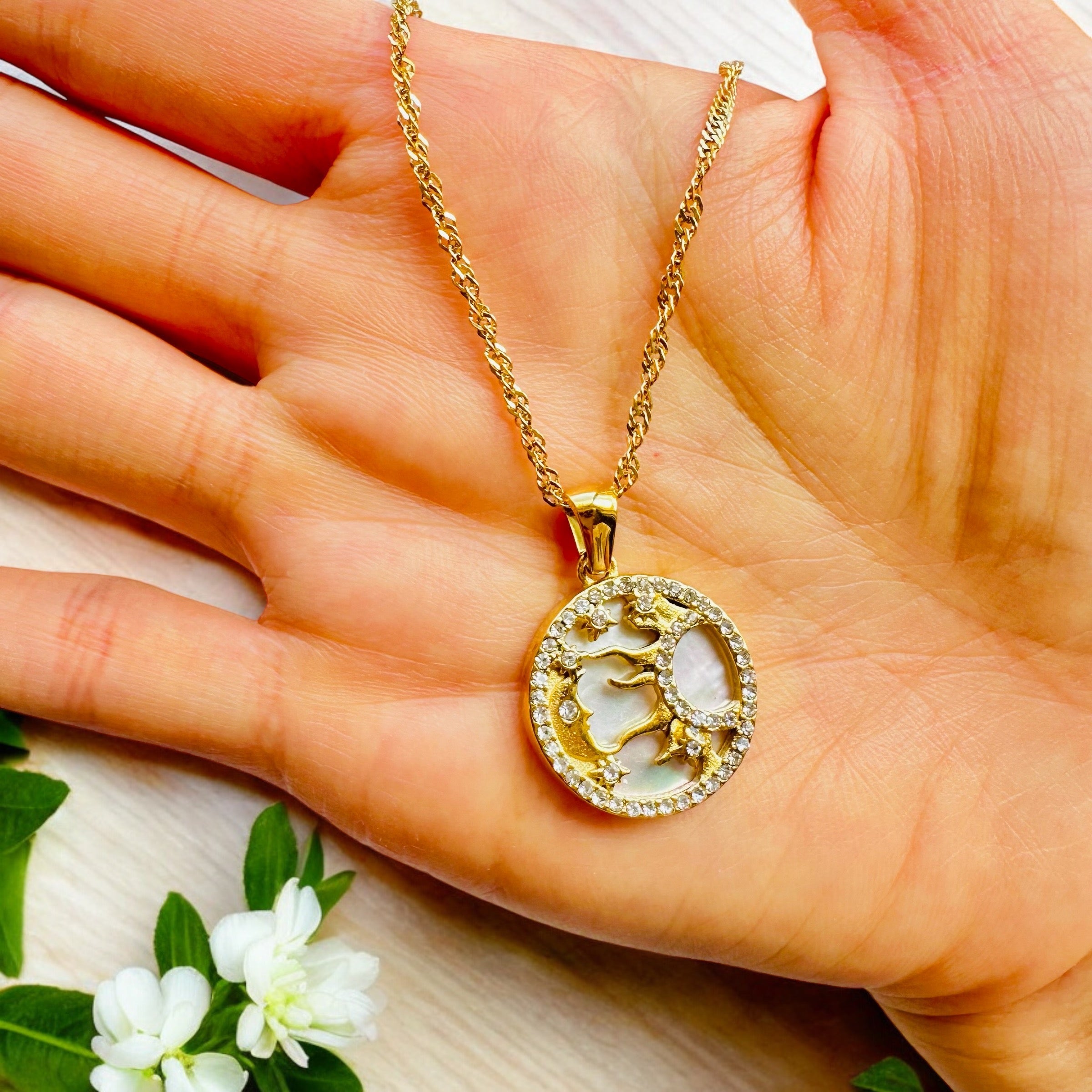 Celestial Harmony - 18K Gold Plated, Waterproof Necklace-3
