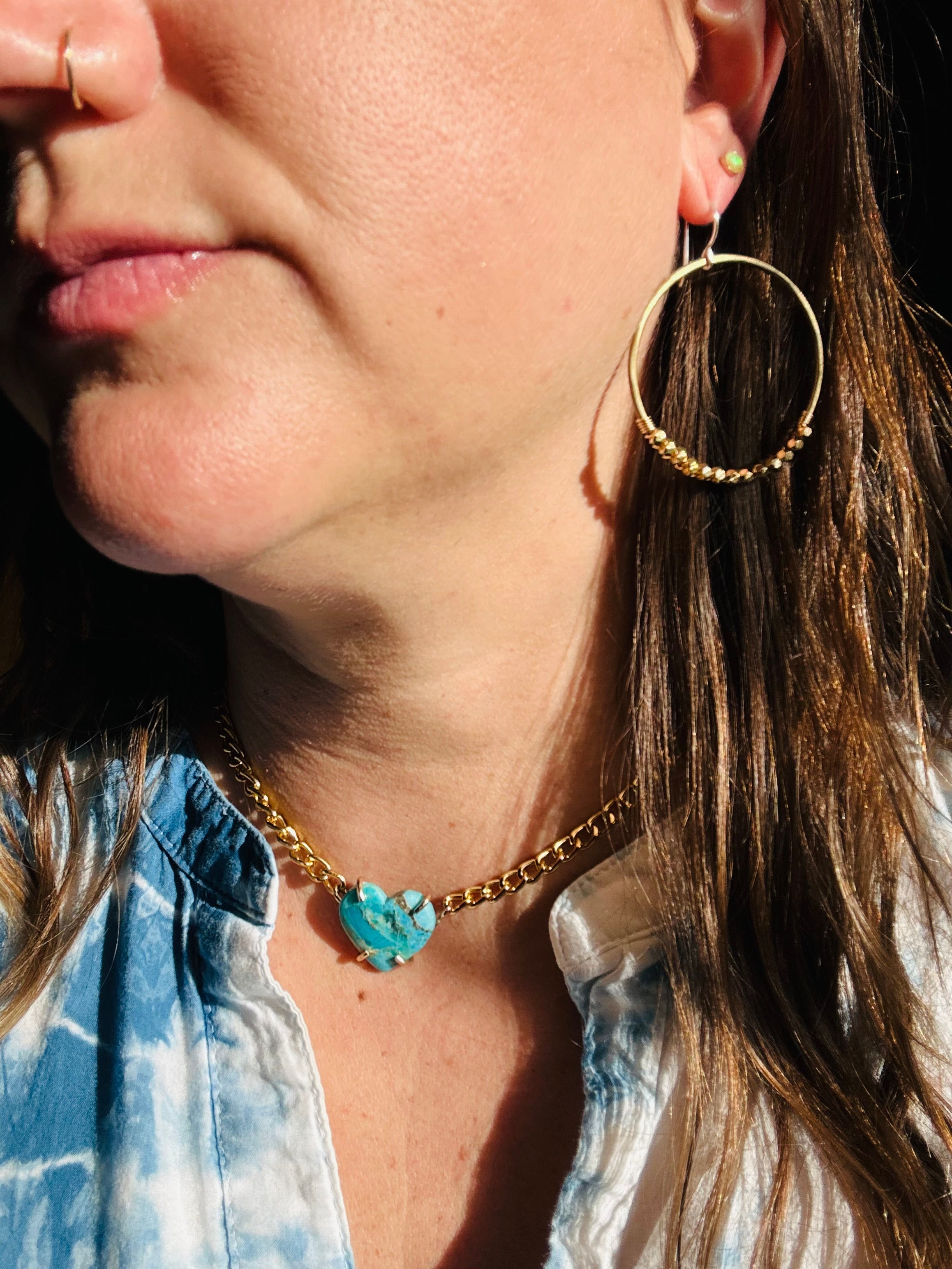 Solstice Necklace – Turquoise Heart Choker-1