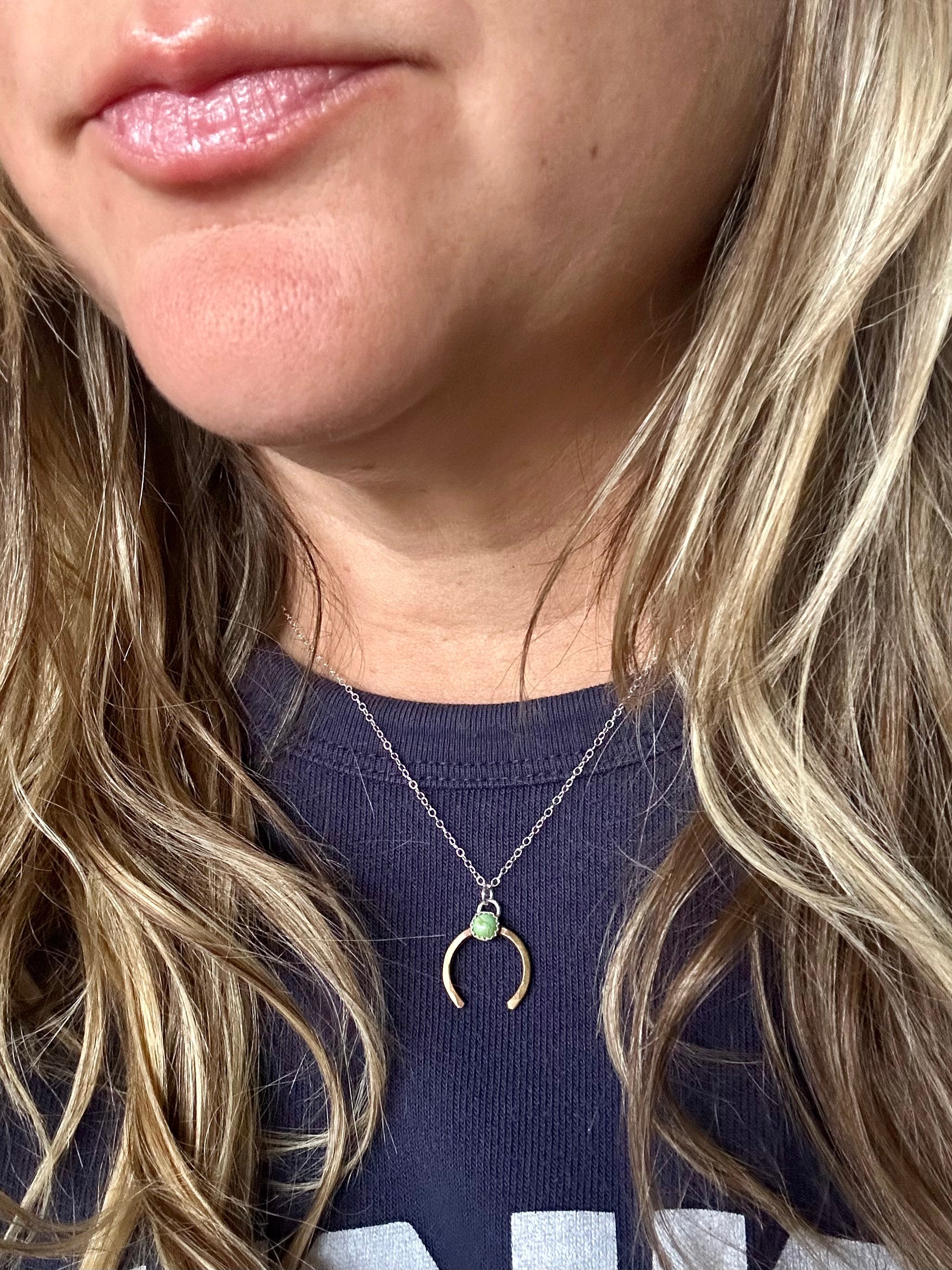 Share Luck - Lucky Horseshoe Charm Necklace - Turquoise-1