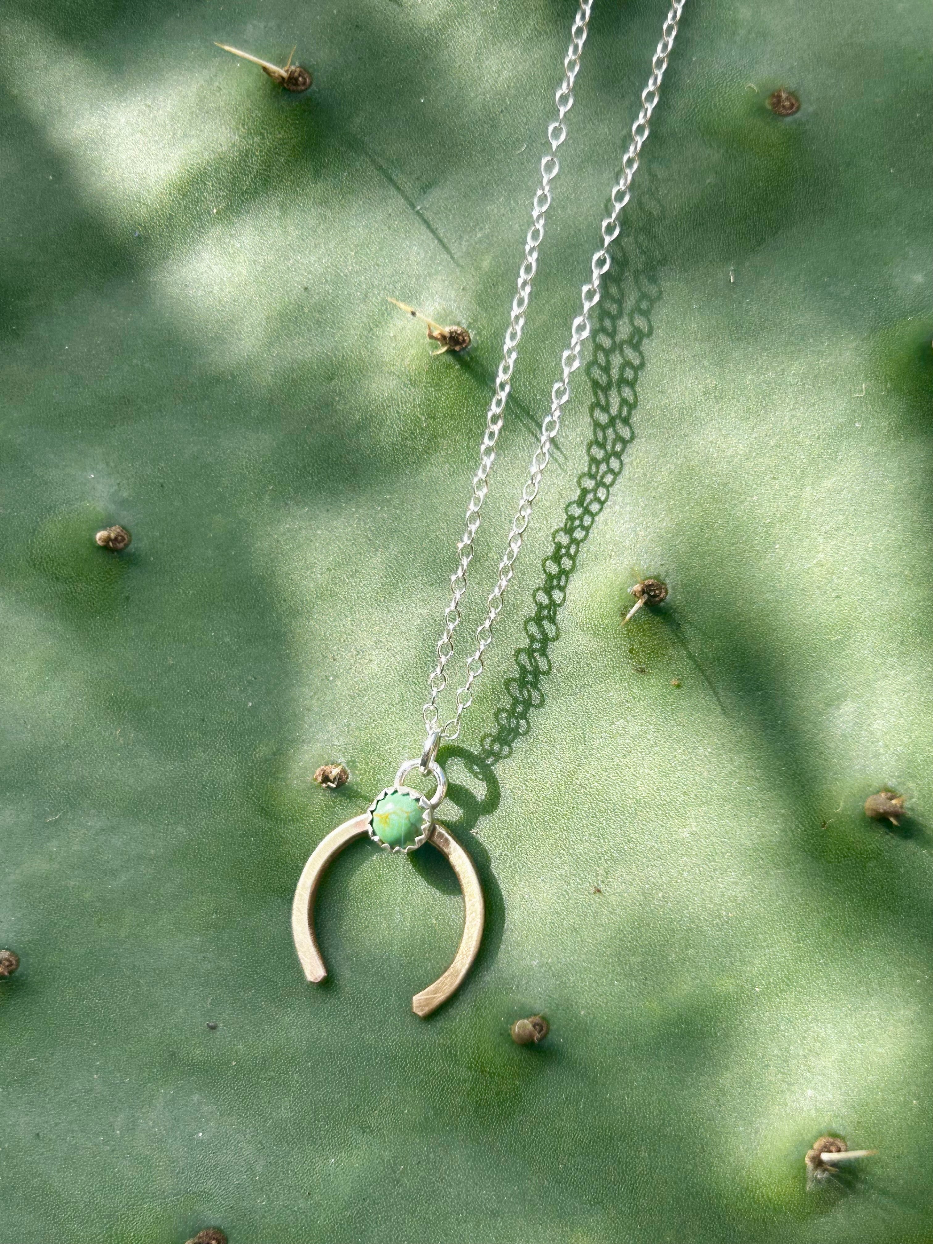Share Luck - Lucky Horseshoe Charm Necklace - Turquoise-0