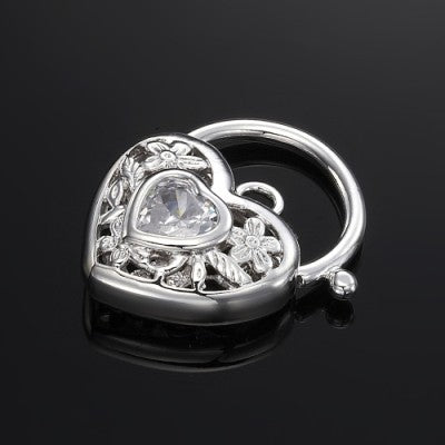 925 Sterling Silver Plated Simulated Diamond Filigree Heart Locket - USA Made-2