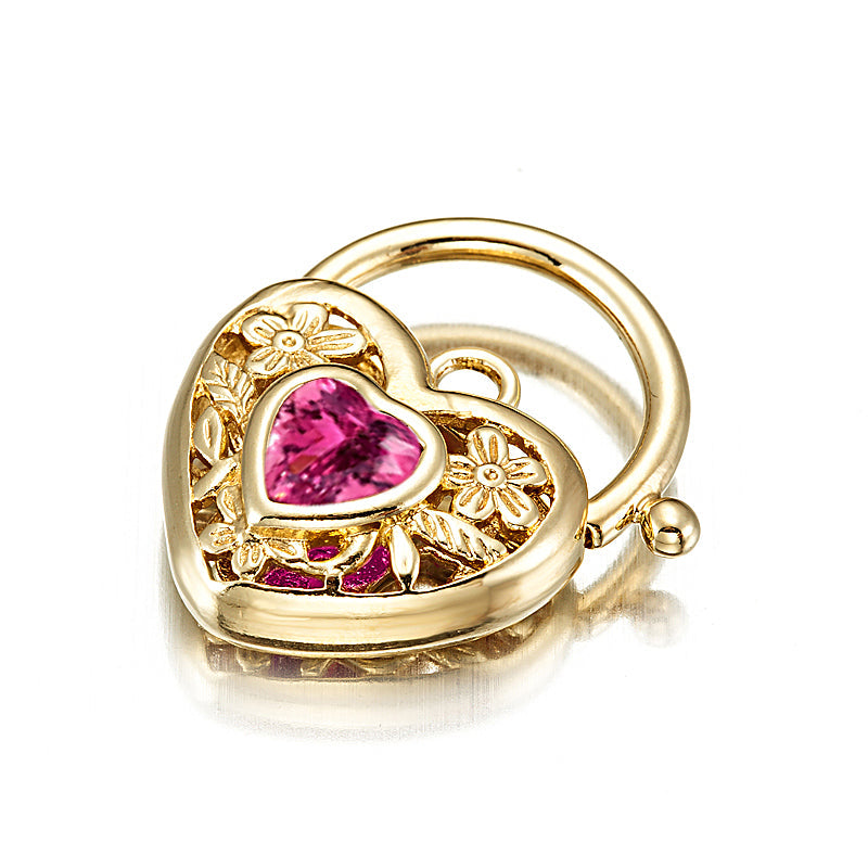 18ct Heavy Yellow Gold Plated Pink Filigree Heart Locket - USA Made-0