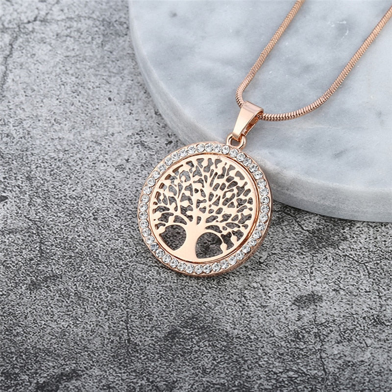 Designer Simulated Diamond "Tree of Life" Pendant Necklace-2