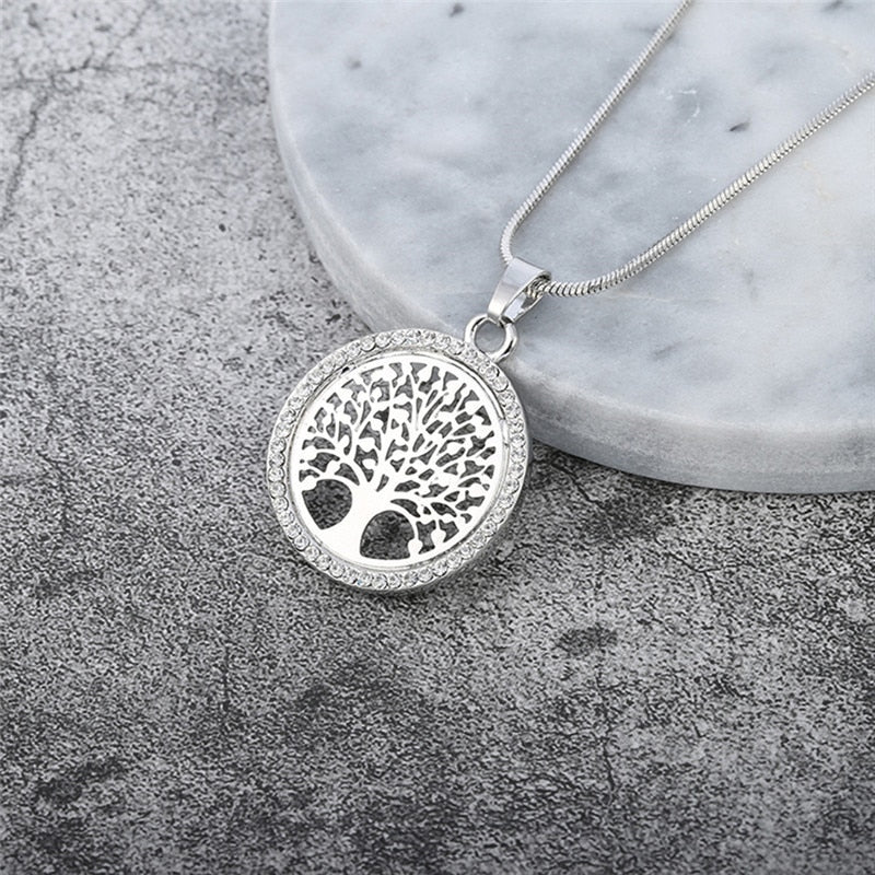 Designer Simulated Diamond "Tree of Life" Pendant Necklace-0