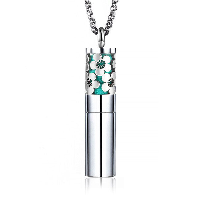 Designer Floral Perfume Essential Oil Locket Bottle Necklace-0