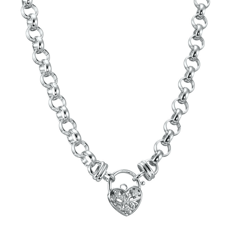 925 Sterling Silver Plated Belcher Chain Necklace with a Filigree Locket - USA Made-0