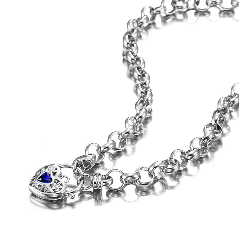 925 Sterling Silver Plated Belcher Chain Necklace with a Dark Blue Filigree Locket - USA Made-0